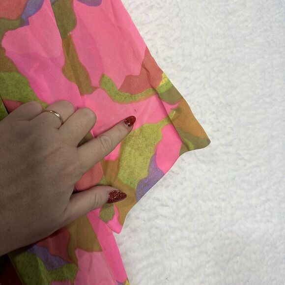 vtg Dezigner Mod Floral Duster Day House Dress Robe Snaps Rockabilly Sz M Tricot - Picture 5 of 7